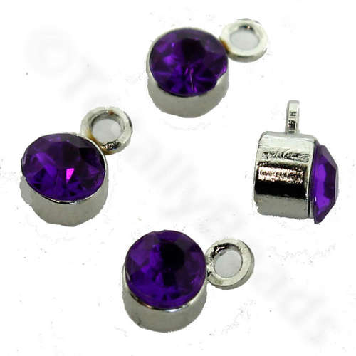 Diamante Hanger 4mm Spacer Bead Purple 15pcs