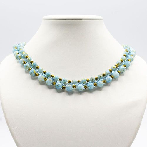 Savannah Jewellery Set golden aqua jewelry making kit — DIY set with beads and instructions for creating handmade jewelry