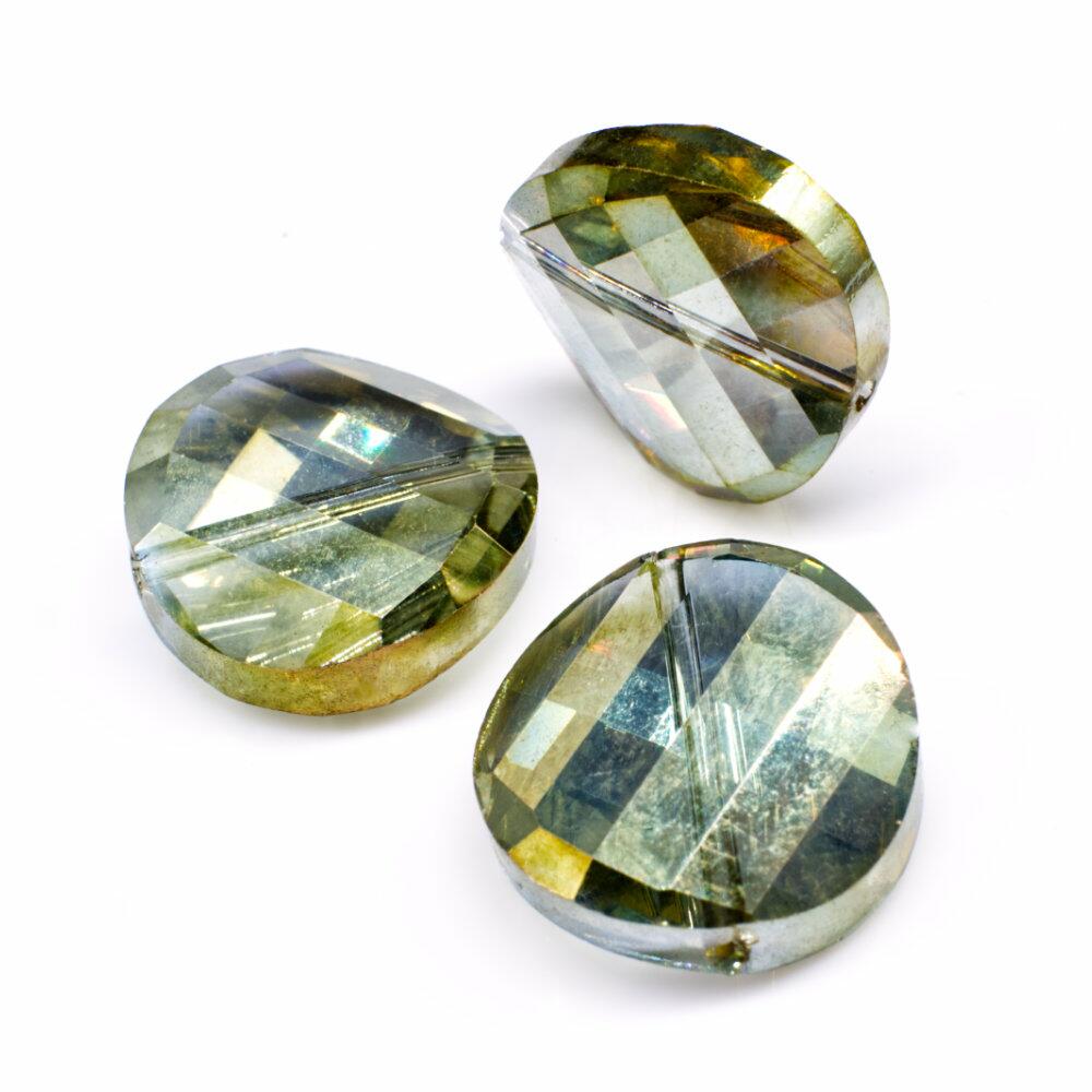 18mm crystal beads olive garden, pack of 6 — faceted for jewelry making and beadwork