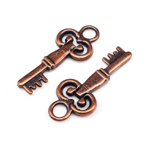 Antique Bronze Metal Charm Key 28mm 10pcs for jewellery making