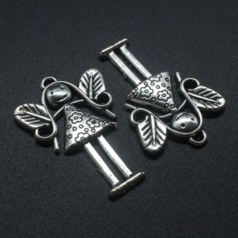 Antique Silver Metal Charm Bead Fairy 37mm 6pcs for jewellery making
