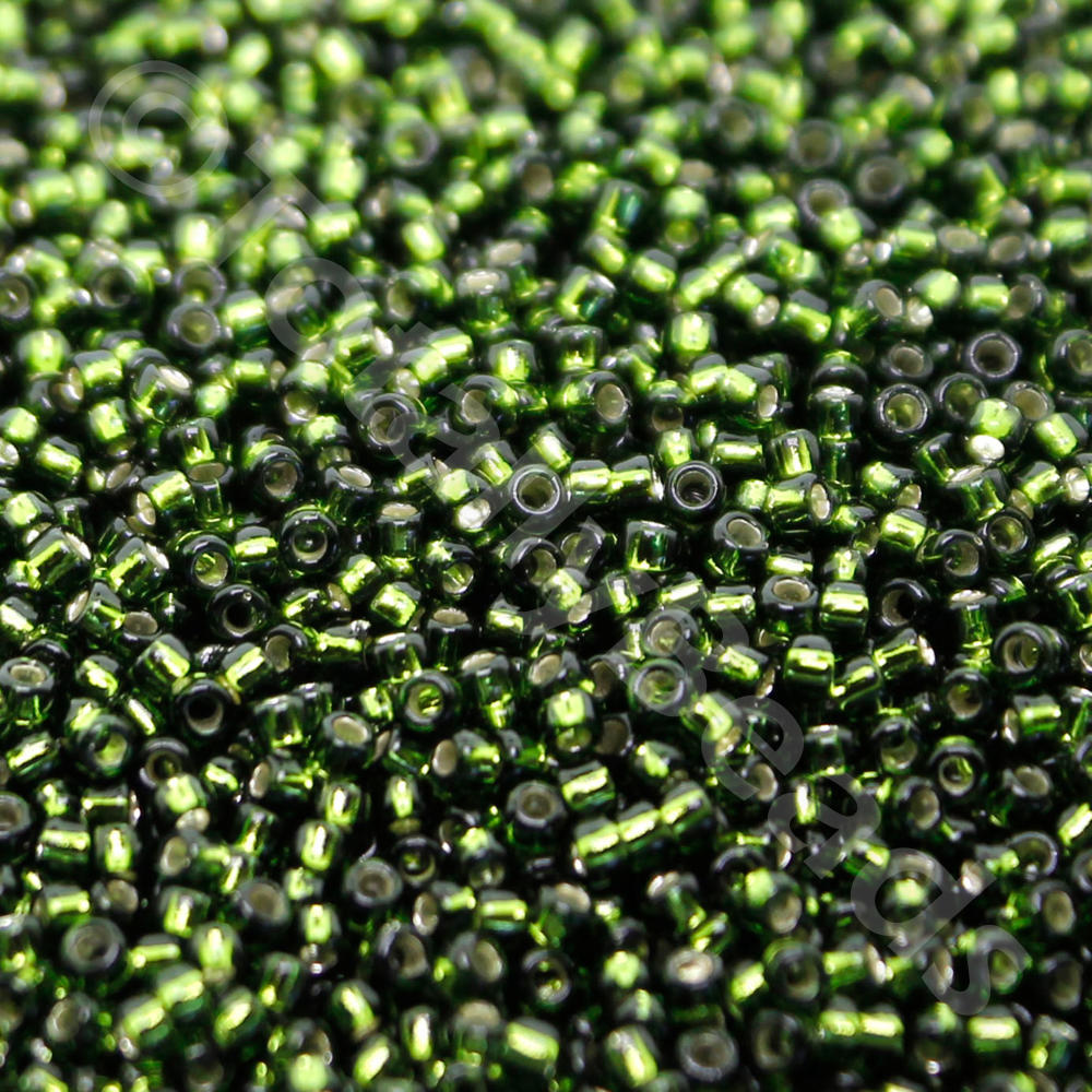 Toho Size 15 Seed Beads 10g - Silver Lined Olivine
