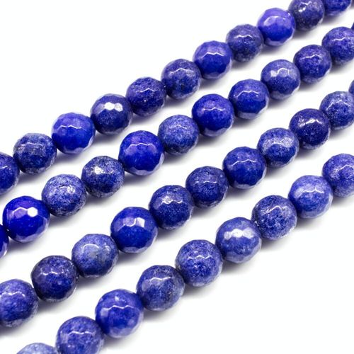 Dyed Jade 8mm Faceted Round Beads 15" string   Sodalite Colour for jewellery making