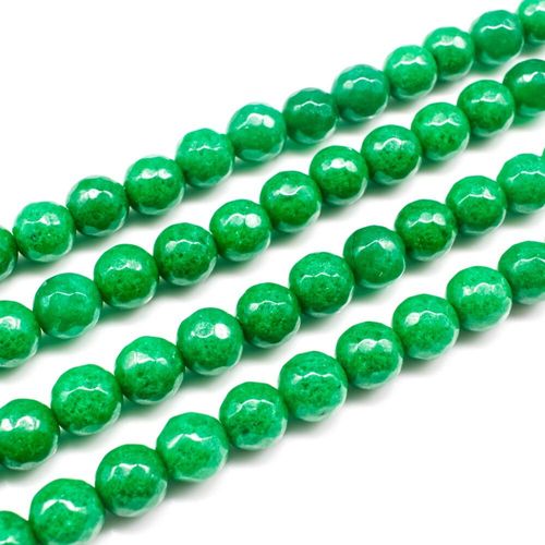 Dyed Jade 8mm Faceted Round Beads 15" string   Green Colour for jewellery making