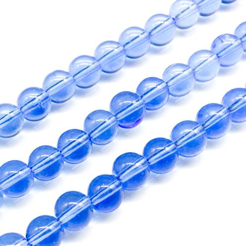 Glass Beads 8mm Round   Blue 14" String for jewellery making