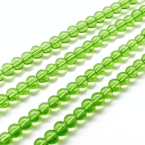 Glass Beads 4mm Round   Light Green 14" String for jewellery making