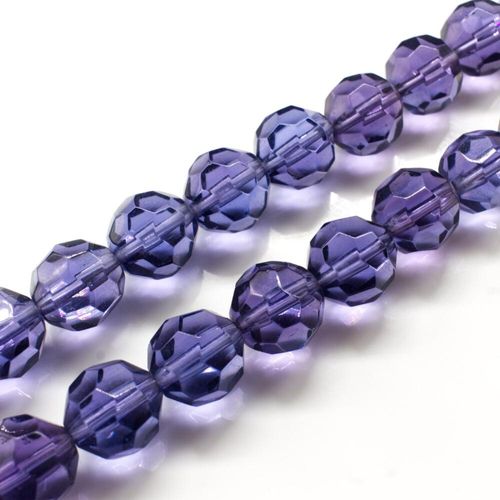 Glass Beads 12mm Facet Round   Purple 14" String for jewellery making