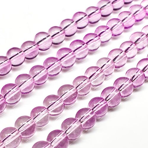 Glass Beads 6mm Round   Mauve 14" String for jewellery making
