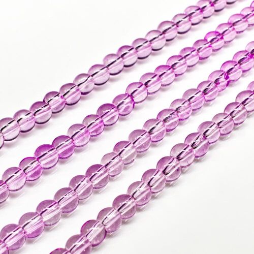 Glass Beads 4mm Round   Mauve 14" String for jewellery making