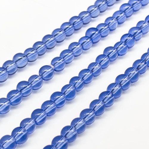 Glass Beads 4mm Round   Blue 14" String for jewellery making