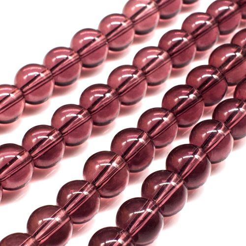 Glass Beads 8mm Round   Dark Amethyst 14" String for jewellery making