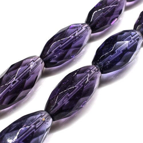 Glass Beads 30mm Facet Rice   Purple 5pcs for jewellery making