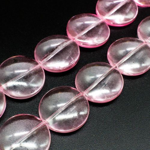 Glass Beads 18mm Disc   Pink 14" String for jewellery making