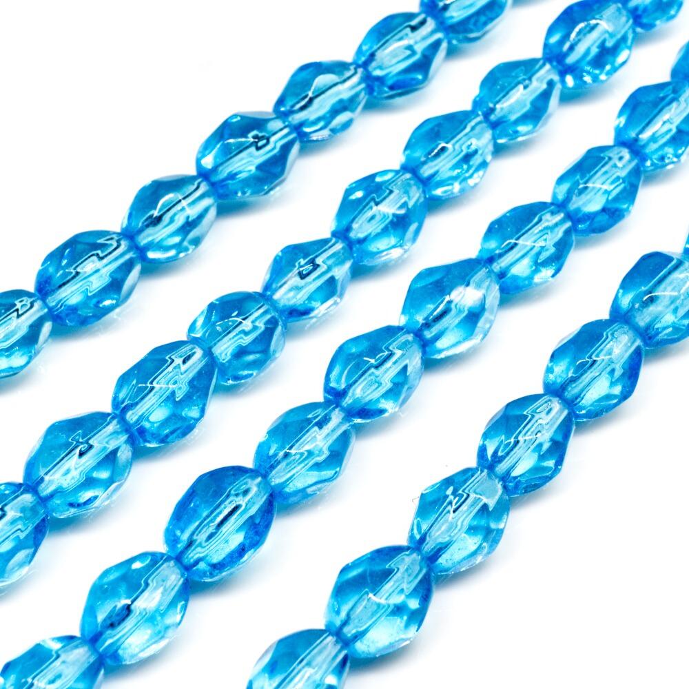 Glass Beads 7mm Facet Rice   Turquoise 14" String for jewellery making