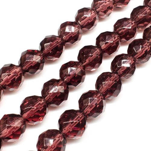 Glass Beads 10mm Facet Round   Amethyst 14" String for jewellery making