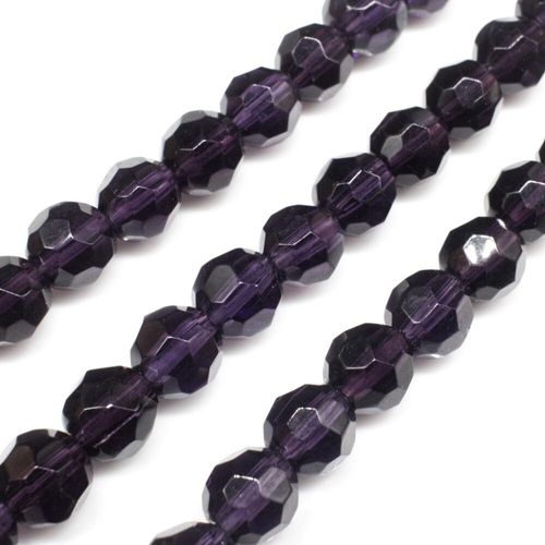 Glass Beads 8mm Facet Round   Purple 14" String for jewellery making