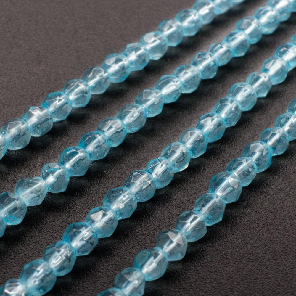 Glass Beads 4mm Facet Round   Matt Aqua 14" String for jewellery making