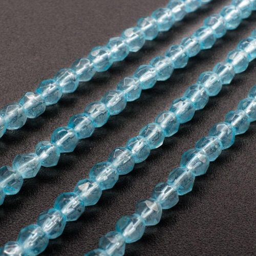 Glass Beads 4mm Facet Round   Matt Aqua 14" String for jewellery making