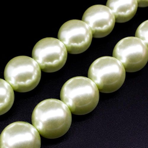 Glass Pearl Round Beads 16mm   Lime Green for jewellery making