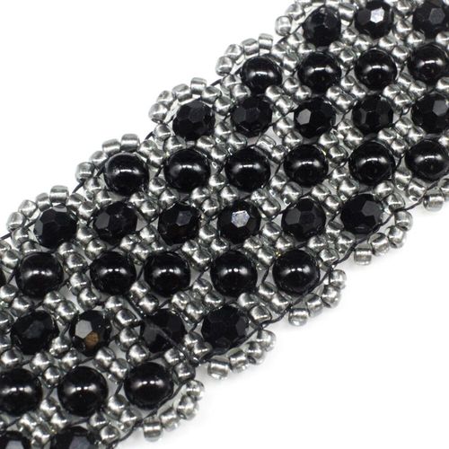 Dahlia Bracelet Makes 3 black bracelet making kit — DIY set with beads and instructions for creating handmade jewelry