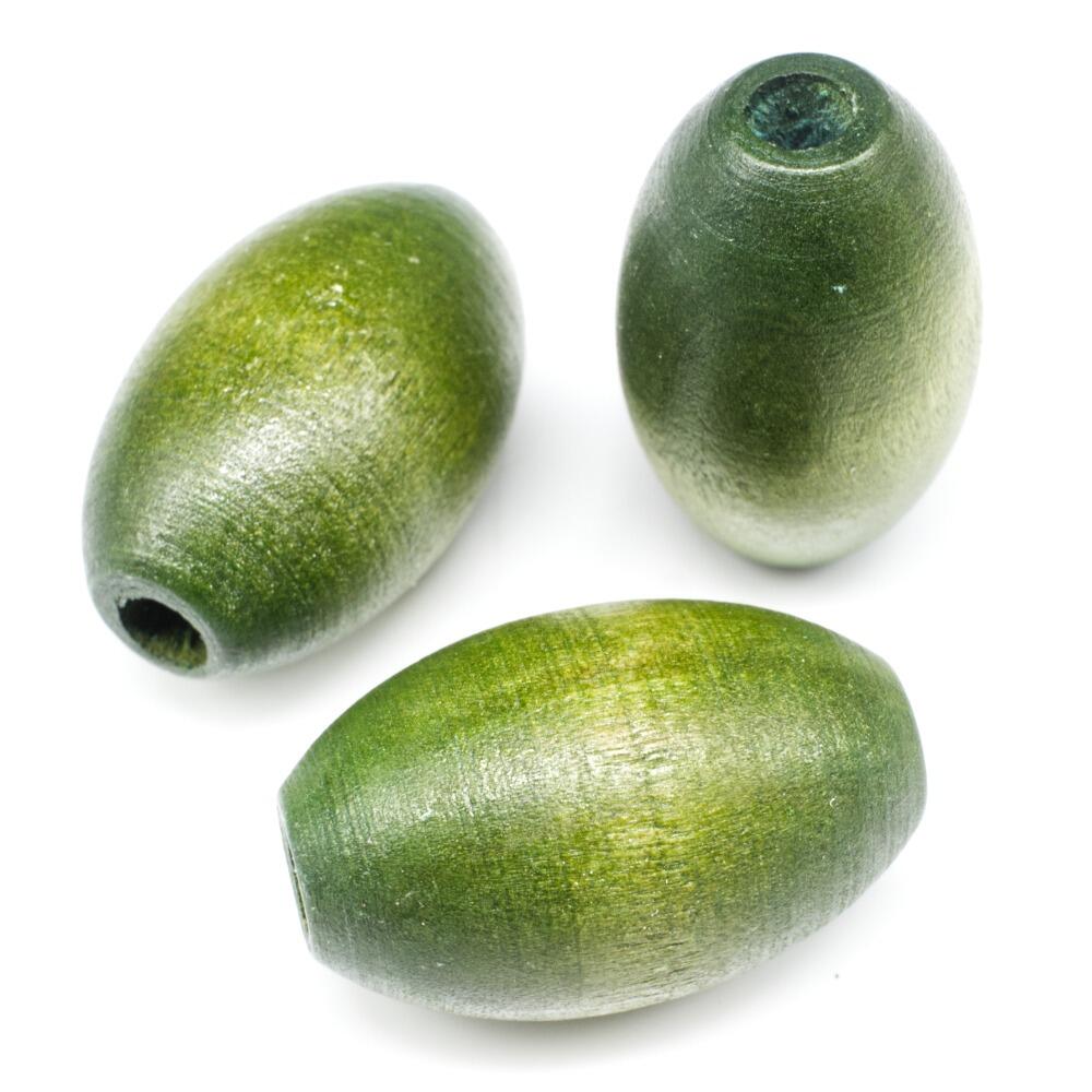 Wooden Bead   Rice 25mm Green 6pc 6 Pieces for jewellery making