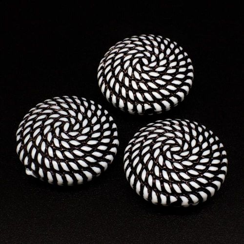 Acrylic Rope Beads Disc 25mm 6pcs   White for jewellery making