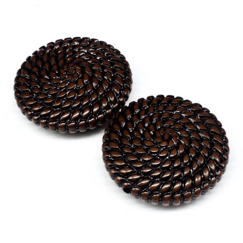 Acrylic Rope Beads Disc 33mm 5pcs   Brown for jewellery making