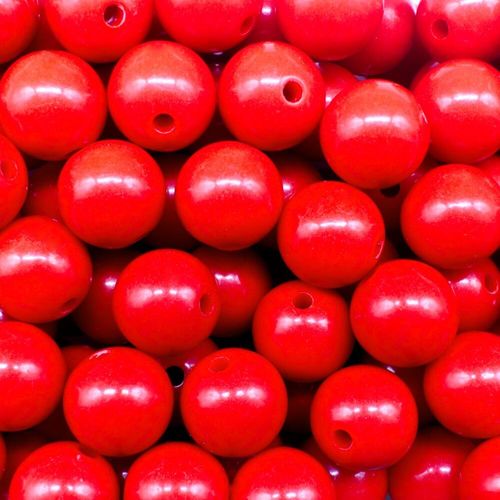 Acrylic Opaque Beads Round 11mm 25pcs   Red for jewellery making