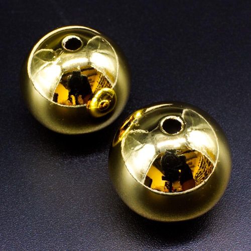 Acrylic Gold Round Beads 23mm 3pc for jewellery making