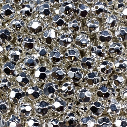 Acrylic Silver Facet Round Beads 7mm 40pcs for jewellery making
