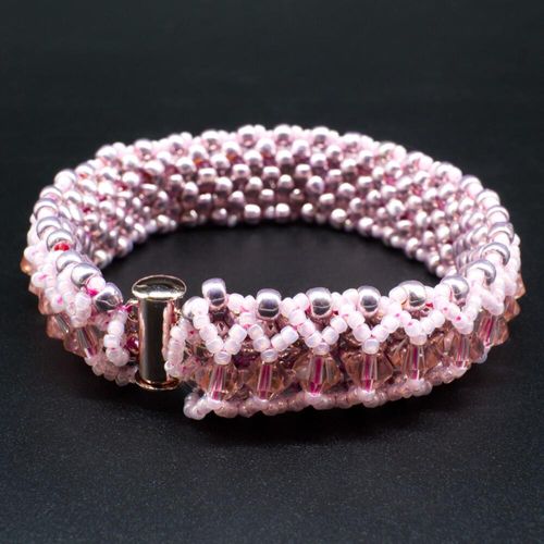Crystal Lattice Bracelet pink blush bracelet making kit — DIY set with beads and instructions for creating handmade jewelry