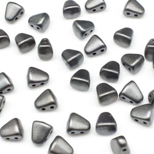 Czech glass Rulla beads bit czech glass beads 30pcs - crystal bronze gunmetal — two-hole beads for jewelry making and bead weaving