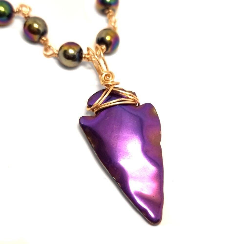 Hematite Arrow on Rosemary Chain rainbow jewelry making kit — DIY set with beads and instructions for creating handmade jewelry