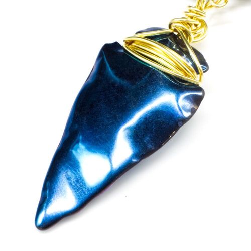 Hematite Arrow on Rosemary Chain blue jewelry making kit — DIY set with beads and instructions for creating handmade jewelry