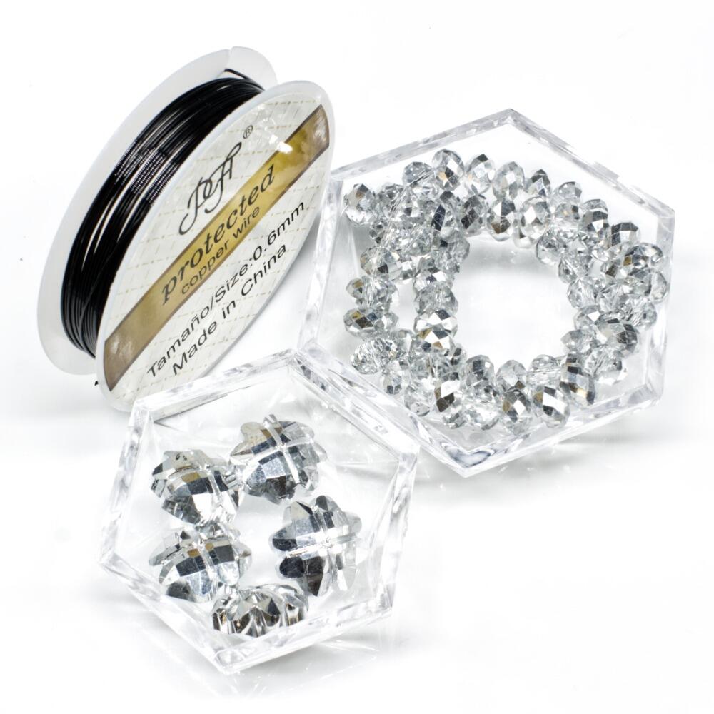 Laura's Clover Jewellery silver jewelry making kit — DIY set with beads and instructions for creating handmade jewelry