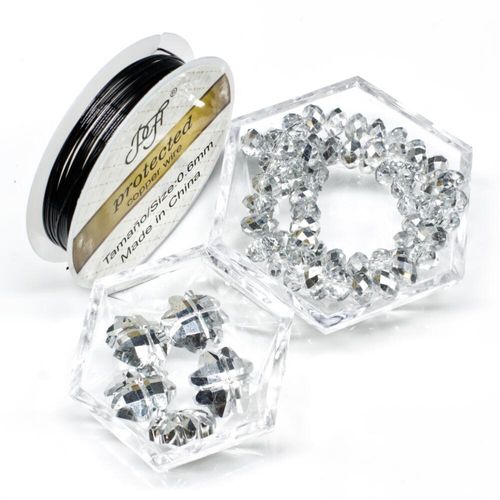 Laura's Clover Jewellery silver jewelry making kit — DIY set with beads and instructions for creating handmade jewelry