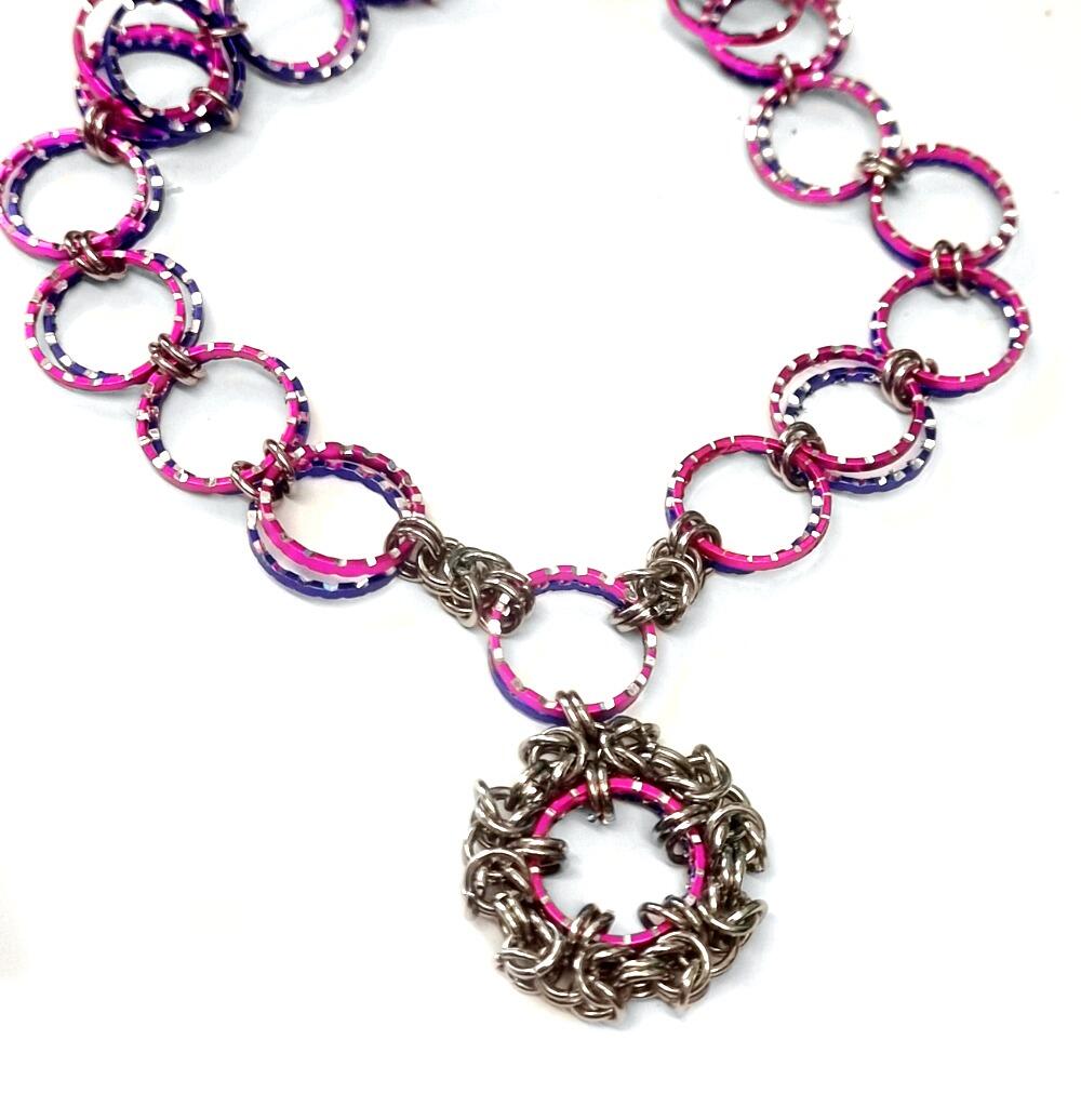Double Sided Ring Necklace lavander & magenta necklace making kit — DIY set with beads and instructions for creating handmade jewelry