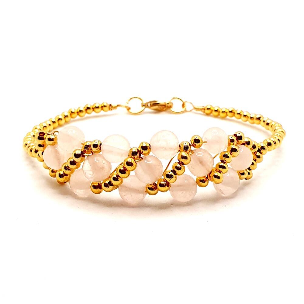 Monica Gemstone Bracelets rose quartz bracelet making kit — DIY set with beads and instructions for creating handmade jewelry