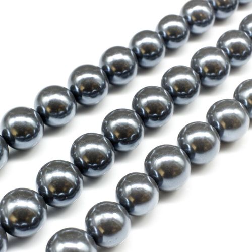 Sea Shell Pearl Beads 10mm Round Grey for jewellery making