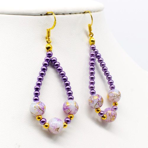Catherine Drop Hoop Earrings 3 Pairs mauve earring making kit — DIY set with beads and instructions for creating handmade jewelry