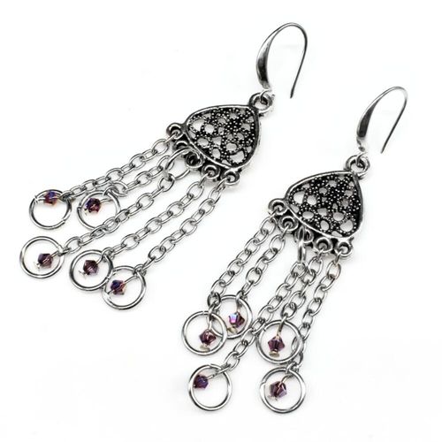 Elena Earrings 3 Pairs purple ab earring making kit — DIY set with beads and instructions for creating handmade jewelry