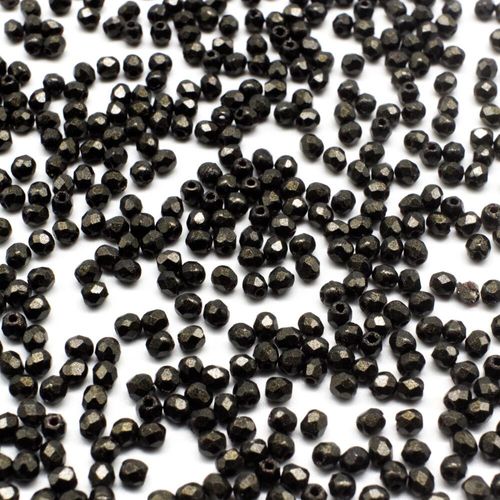 2mm Czech glass fire polished faceted beads metallic suede dark green — pack of 100, high-quality faceted beads perfect for jewelry makin…