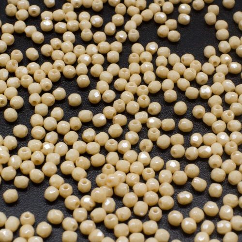 2mm Czech glass fire polished faceted beads luster opaque champagne — pack of 100, high-quality faceted beads perfect for jewelry making…