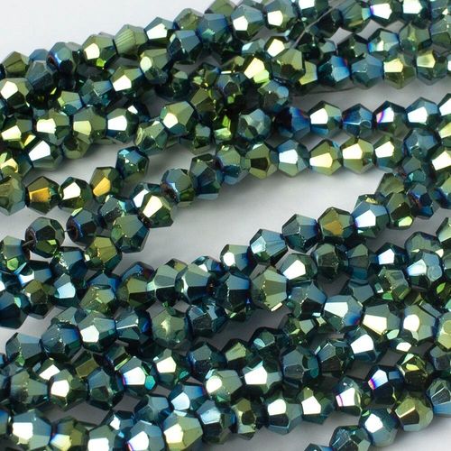 4mm crystal bicone beads green iris — faceted for jewelry making and beadwork