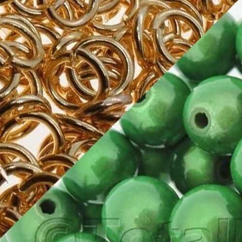 Mobious Miracle Jewellery champagne & green jewelry making kit — DIY set with beads and instructions for creating handmade jewelry