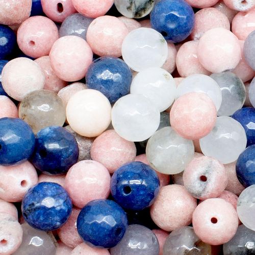Dyed Jade 10mm Facet Round Beads Mix 35pc   Himalayan pack of 10 for jewellery making