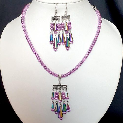 Carmen Cone Necklace & Earrings rainbow necklace making kit — DIY set with beads and instructions for creating handmade jewelry