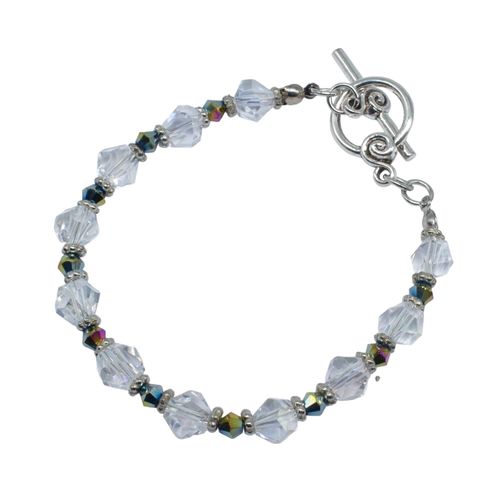 Crystal Nugget Bracelets Makes 3 crystal with silver bracelet making kit — DIY set with beads and instructions for creating handmade jewelry
