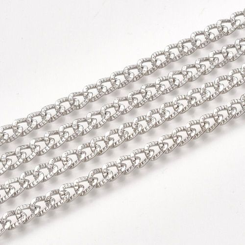 Chain Rhodium Plated   Oval Curb 4x6mm 1 Metre for jewellery making