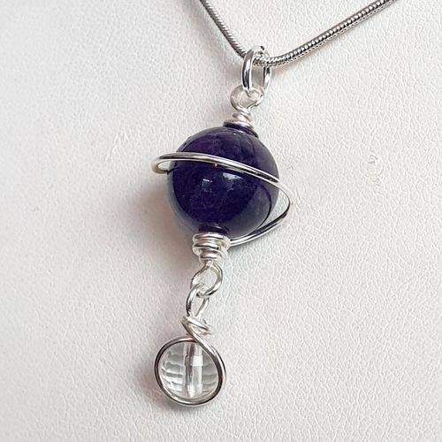 Andromeda Planet Pendant & Earrings amethyst earring making kit — DIY set with beads and instructions for creating handmade jewelry